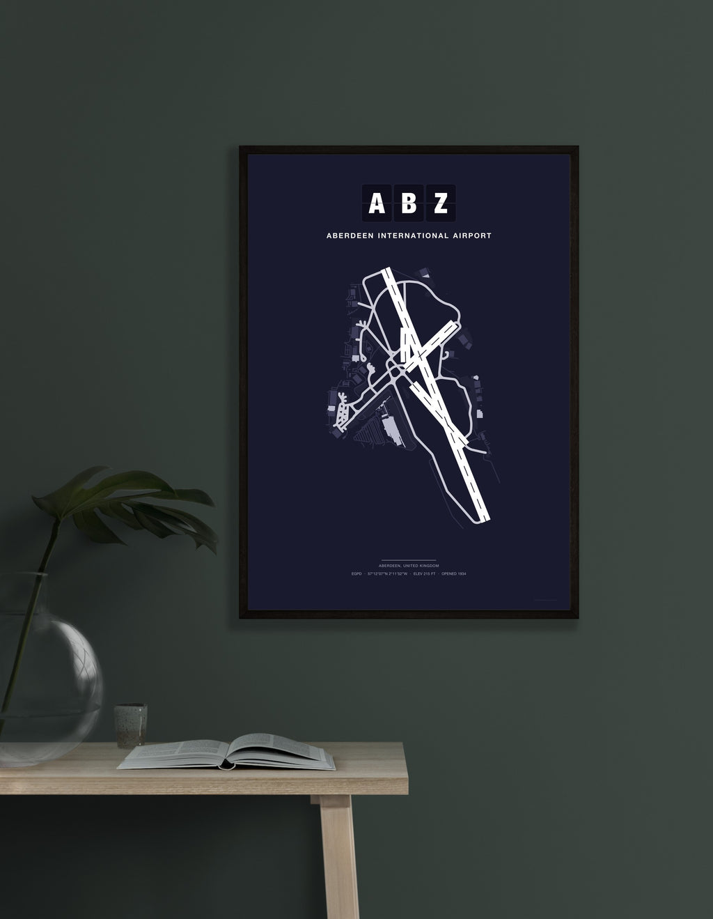 ABZ Aberdeen International Airport map - Dark style