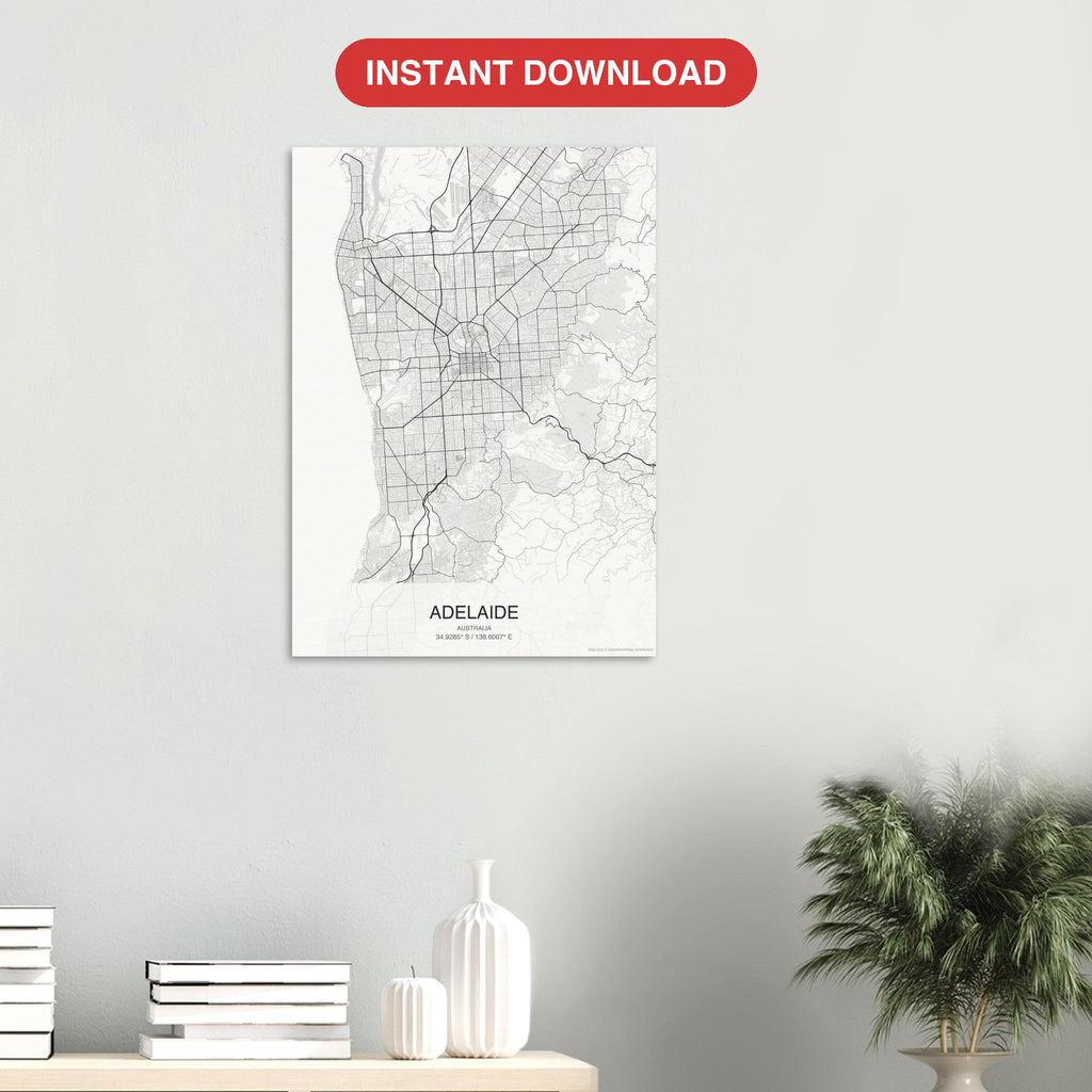 Adelaide map digital download — Classic style, instant download