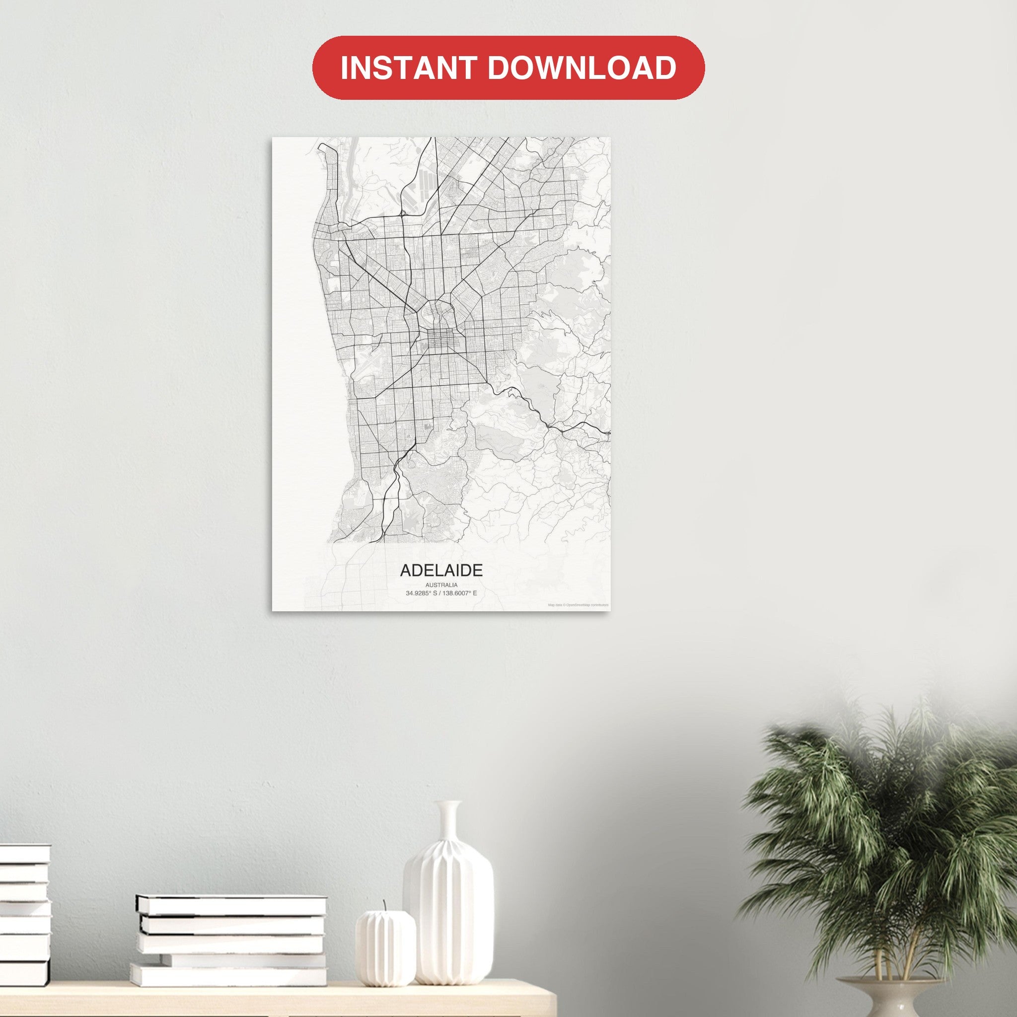 Adelaide map digital download — Classic style, instant download