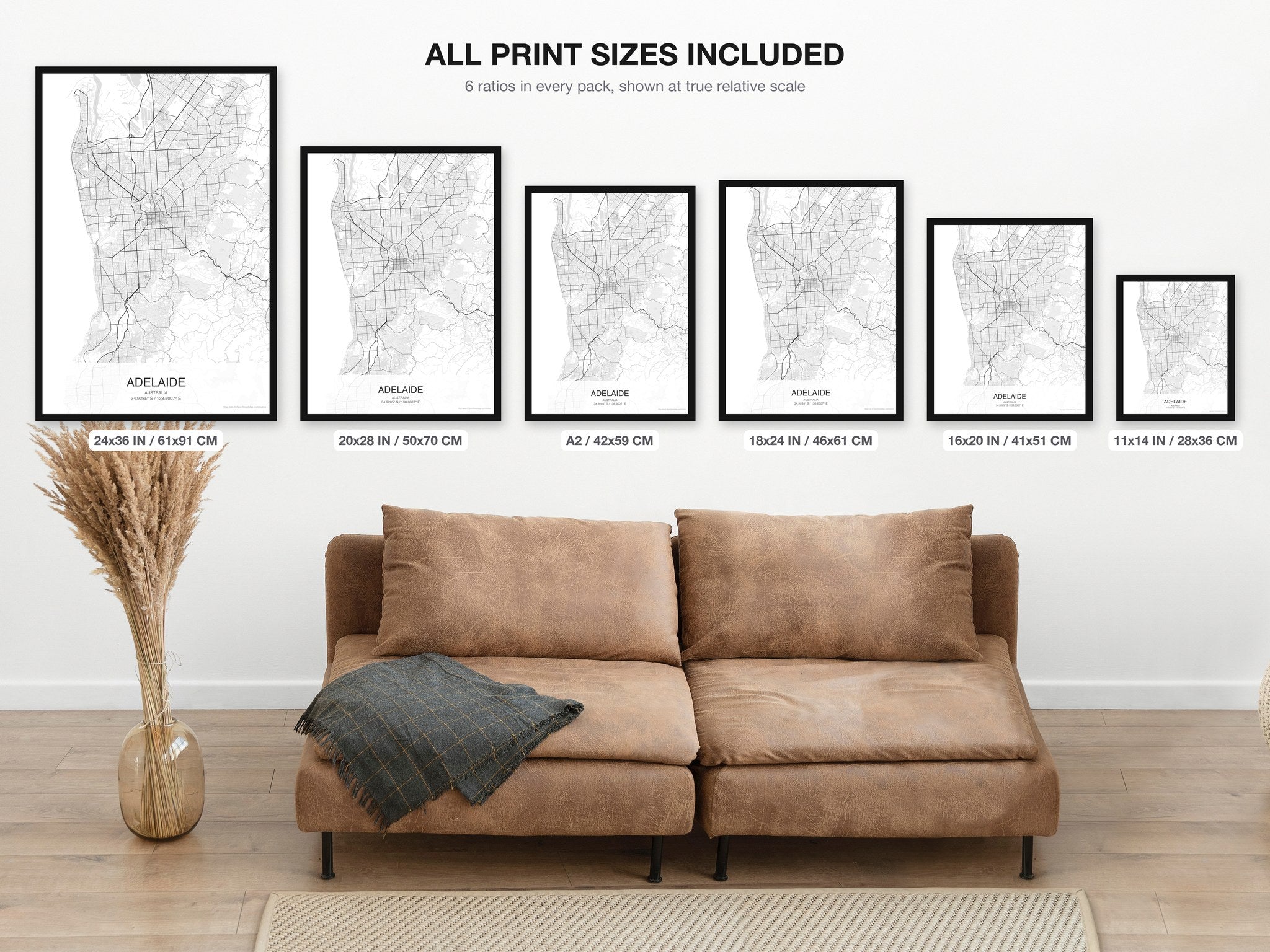 Adelaide map digital download - all print sizes included, Classic
