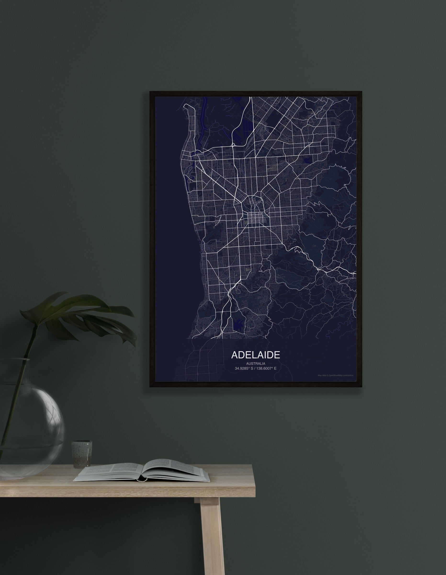 Adelaide map digital download - Dark style