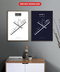 ADL Adelaide Airport map - Classic and Dark styles, instant download