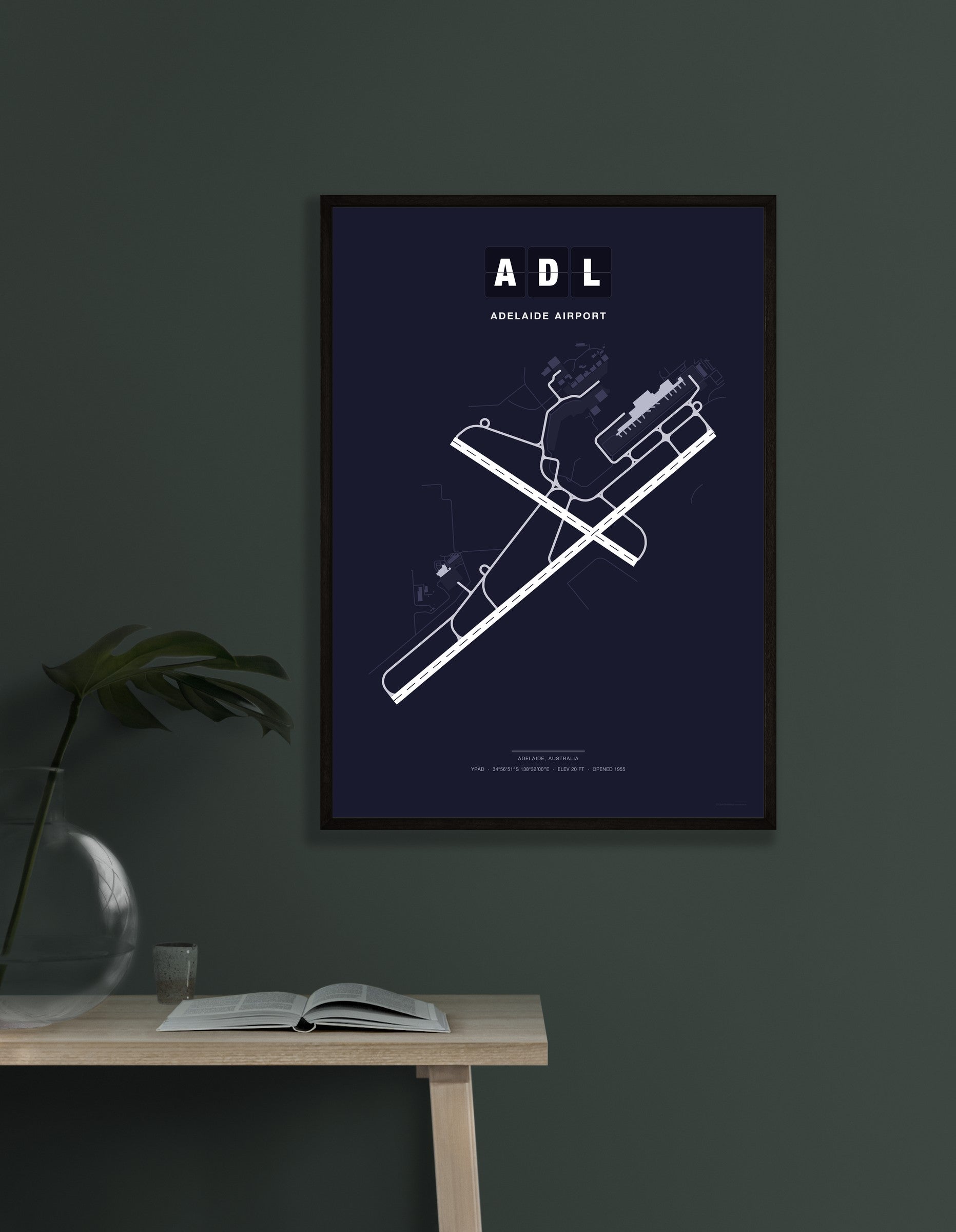 ADL Adelaide Airport map - Dark style