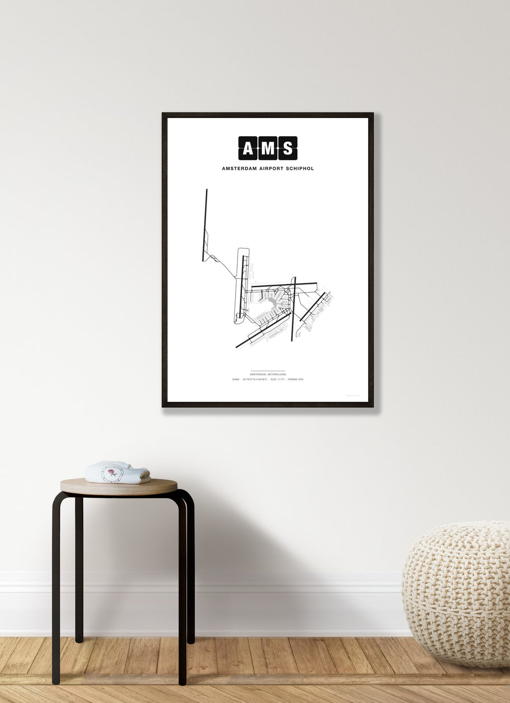 AMS Amsterdam Airport Schiphol map - Classic style
