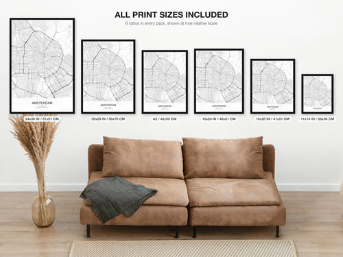 Amsterdam map digital download - all print sizes included, Classic