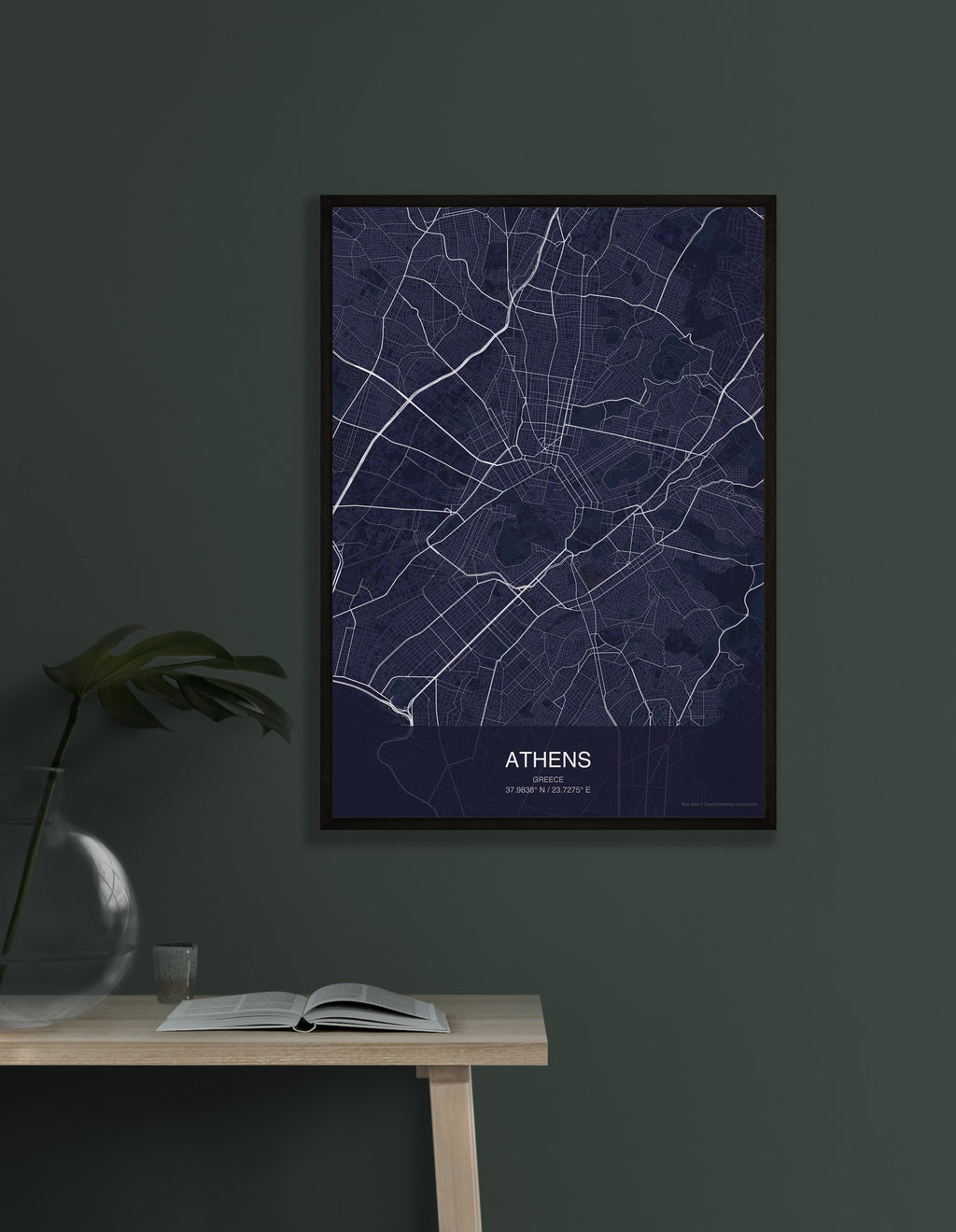 Athens map digital download - Dark style