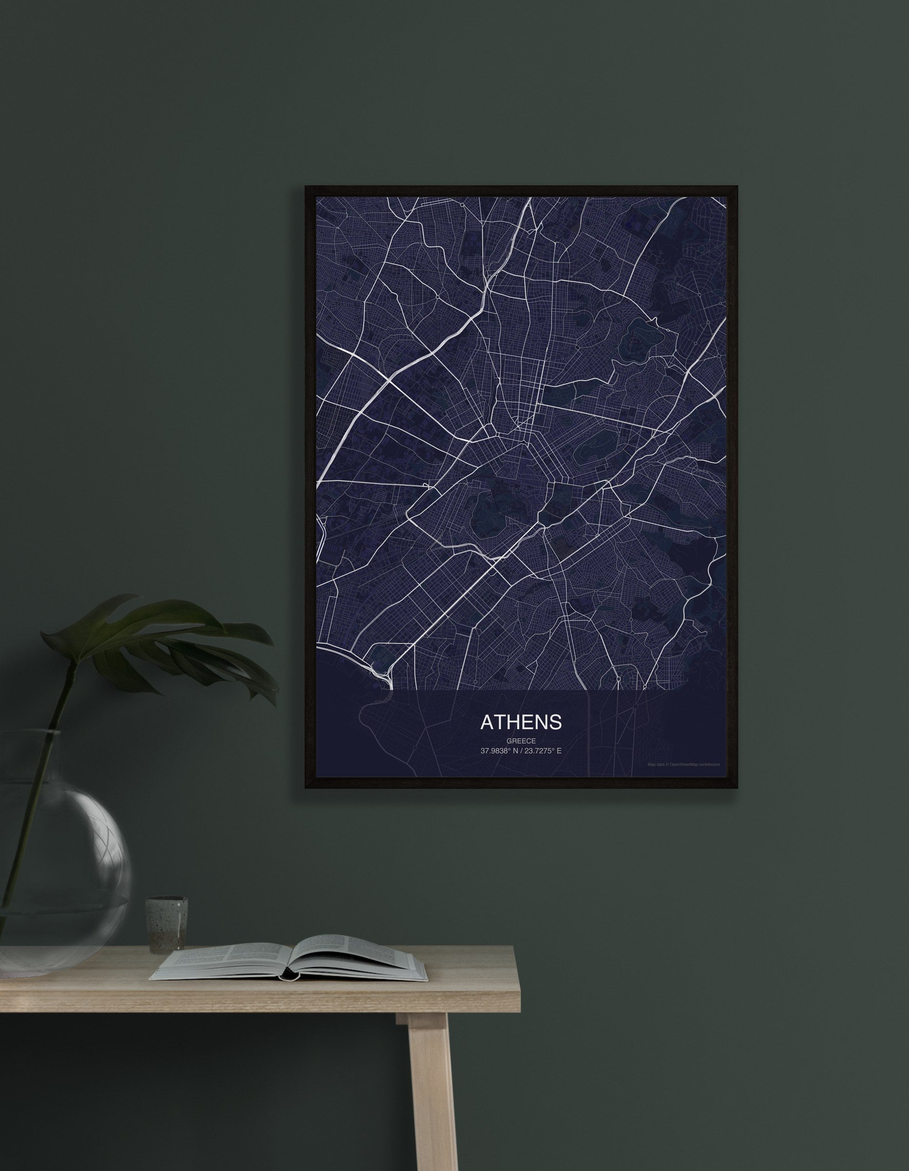 Athens map digital download - Dark style