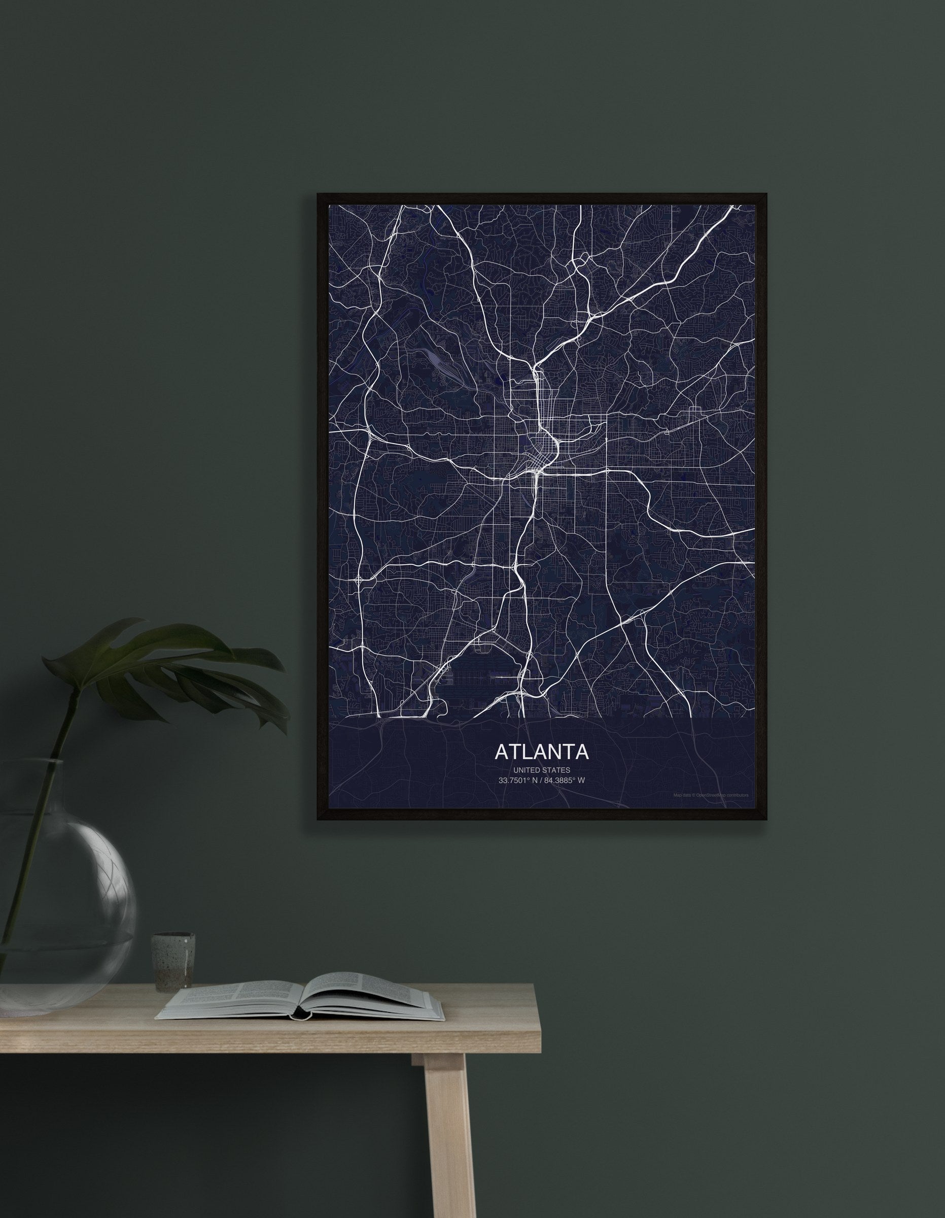 Atlanta map digital download - Dark style