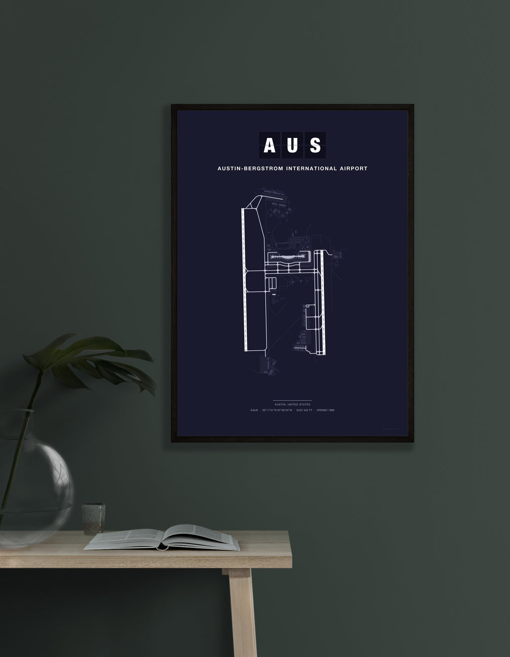 AUS Austin-Bergstrom International Airport map - Dark style
