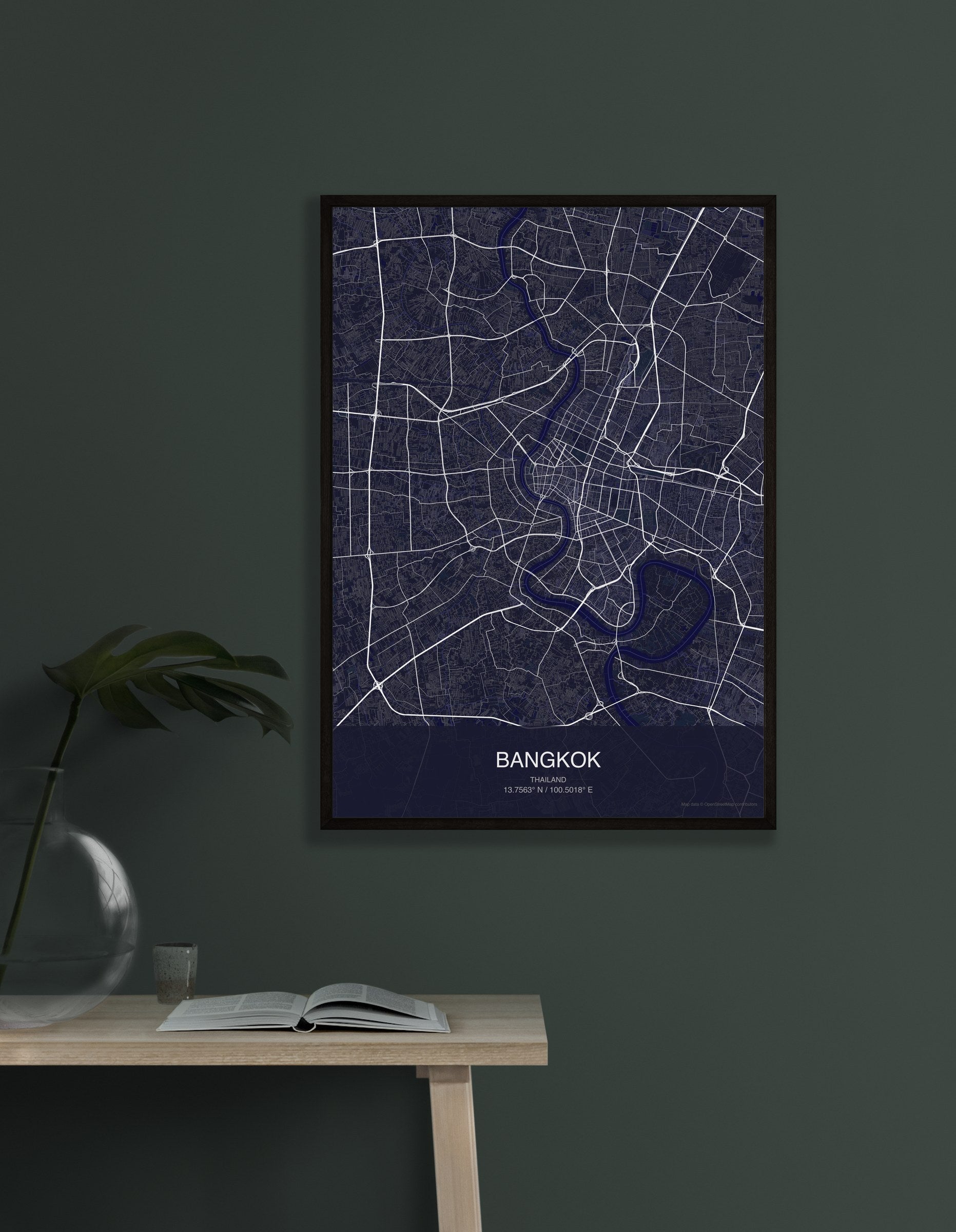 Bangkok map digital download - Dark style