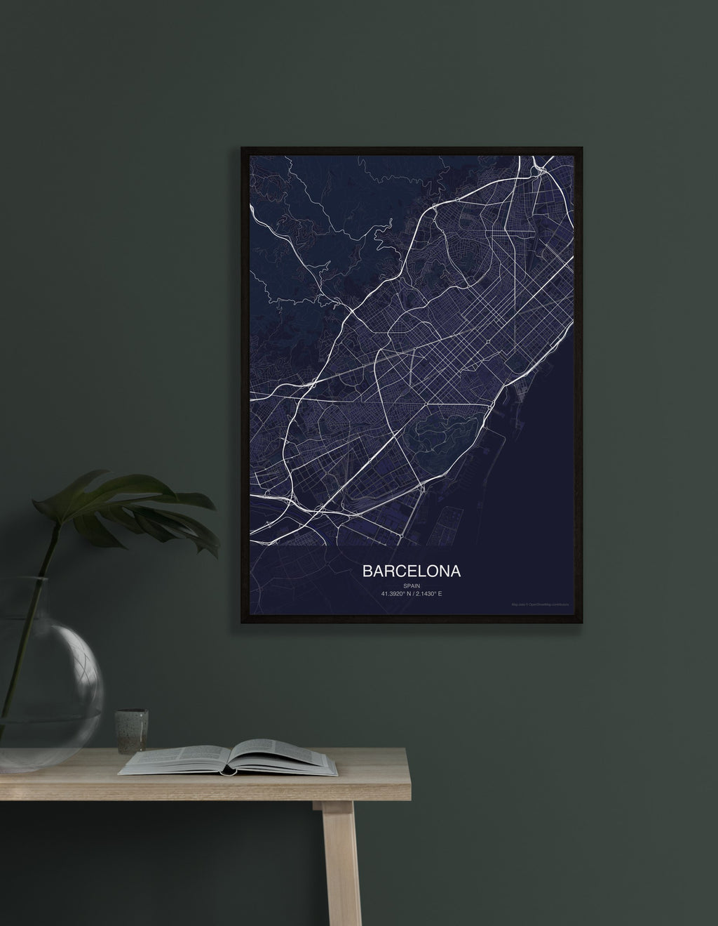 Barcelona map digital download - Dark style