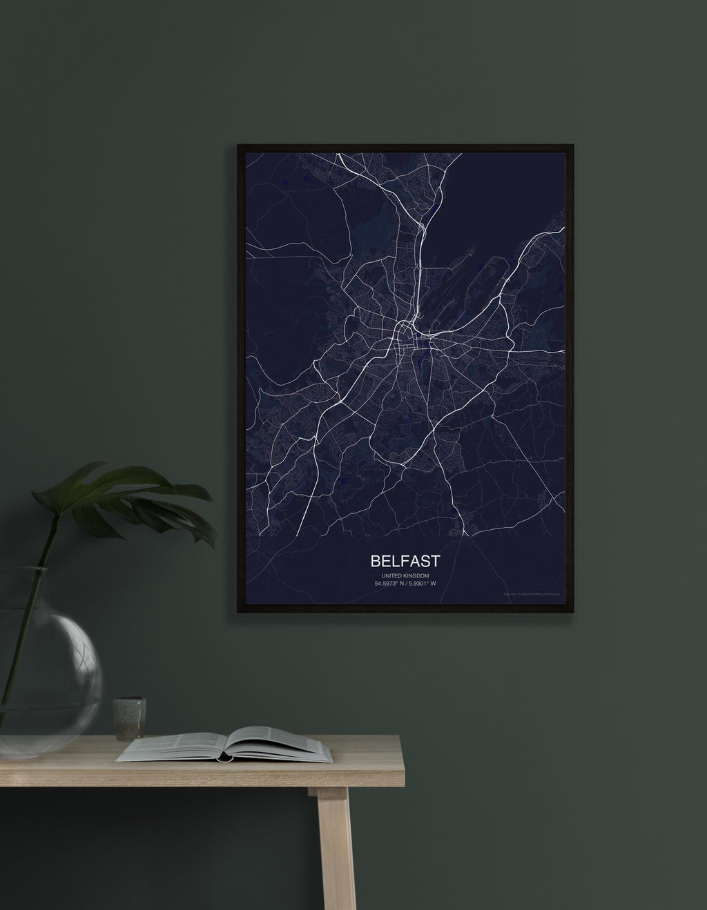 Belfast map digital download - Dark style