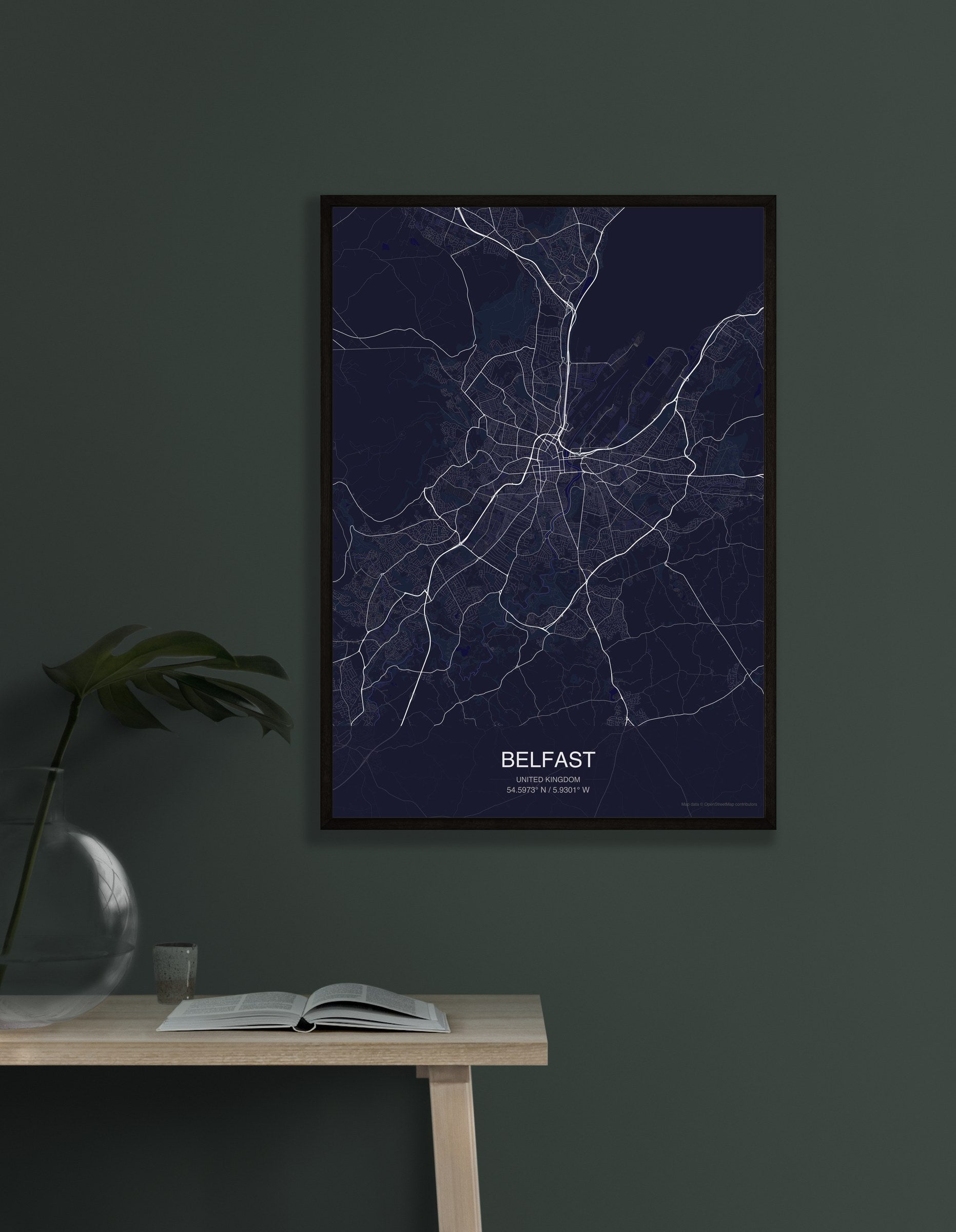 Belfast map digital download - Dark style