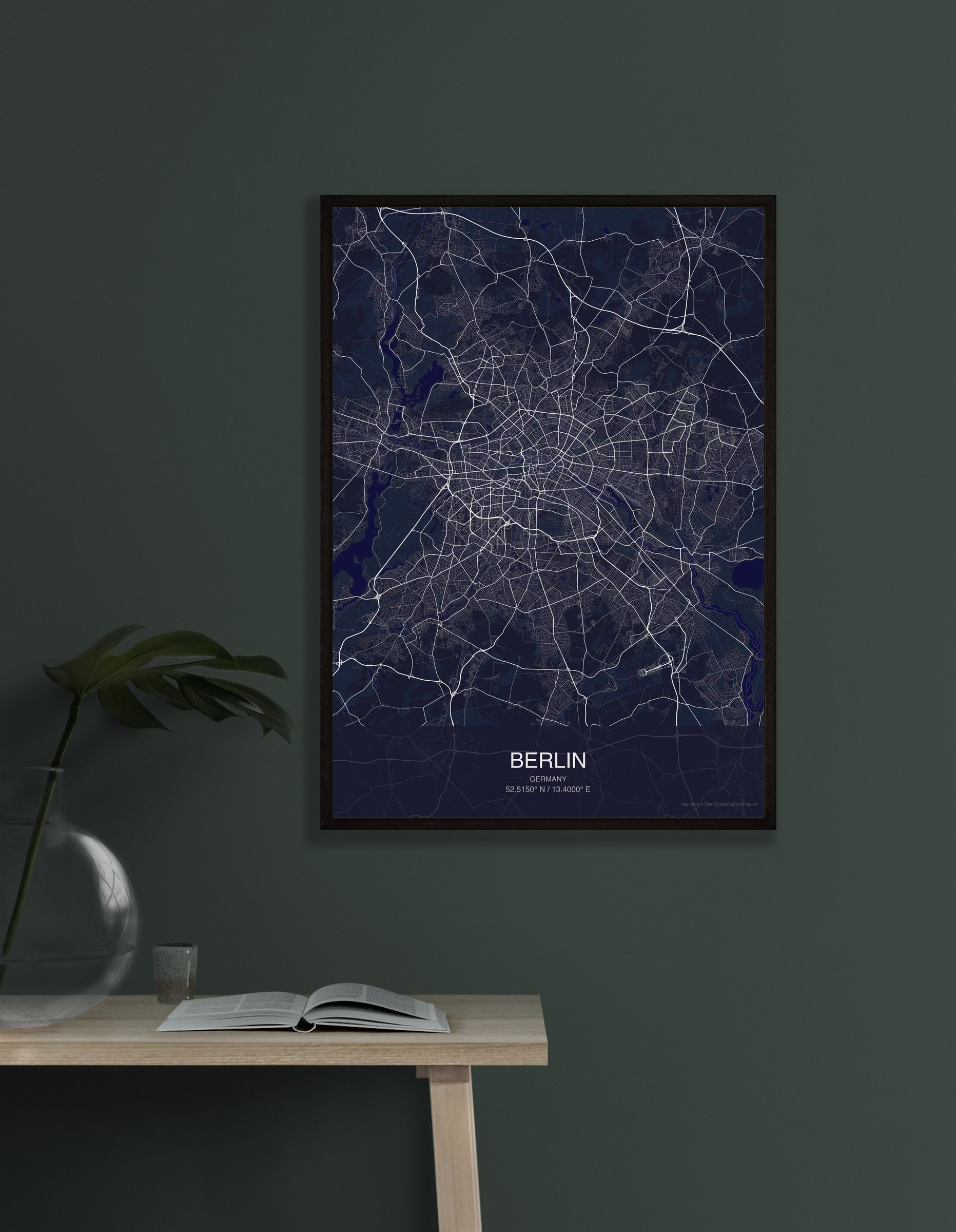 Berlin map digital download - Dark style