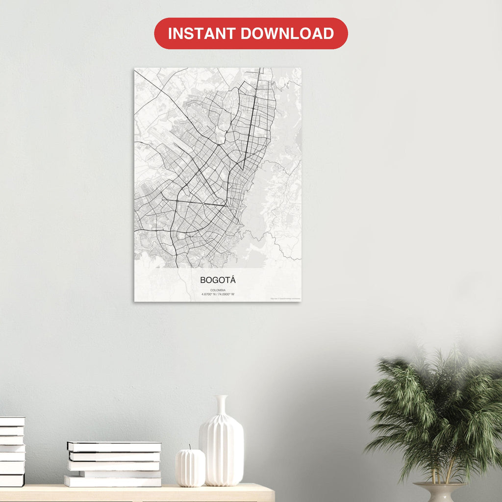 Bogotá map digital download — Classic style, instant download