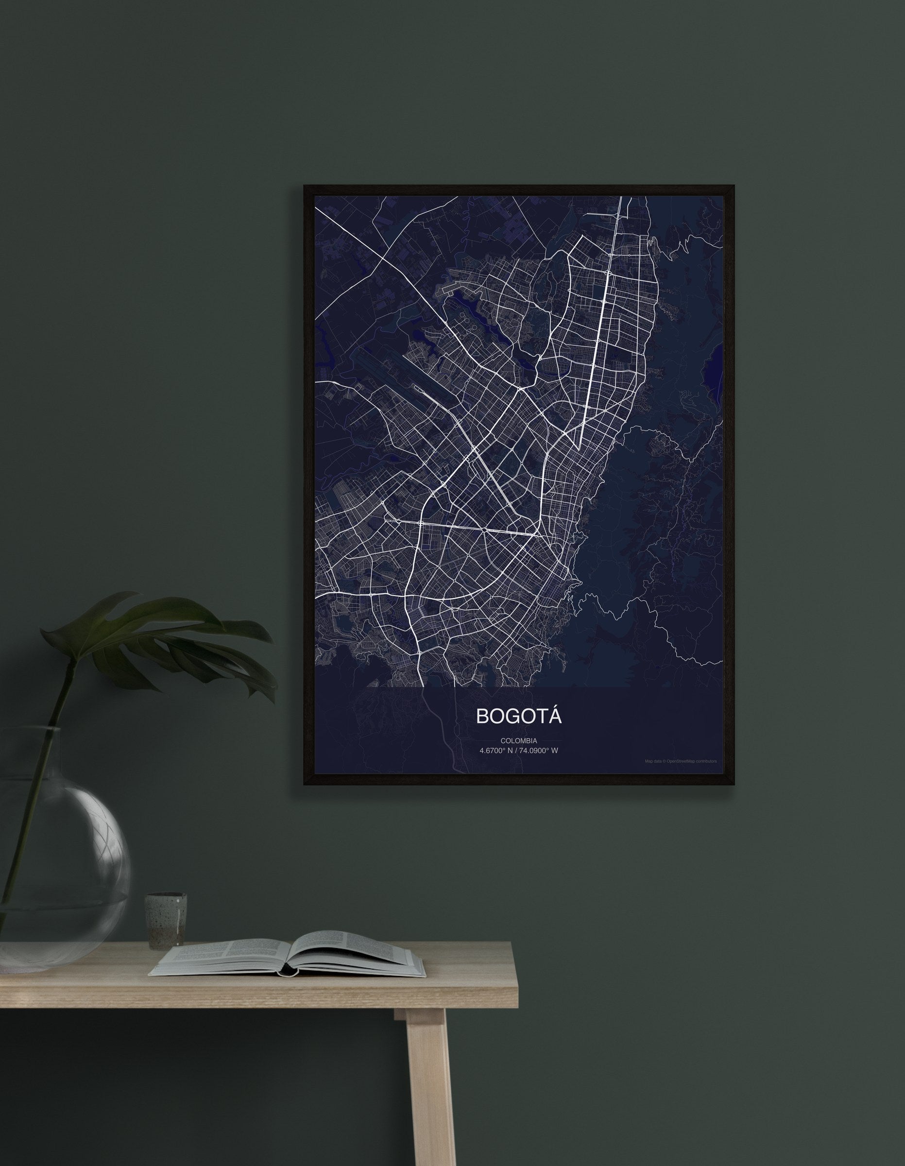 Bogotá map digital download - Dark style