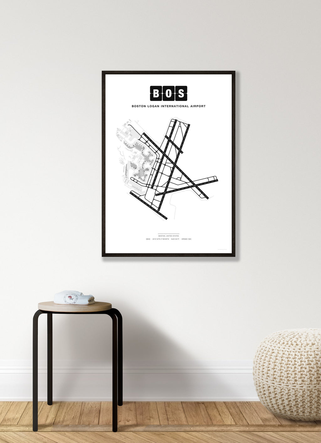 BOS Boston Logan International Airport map - Classic style