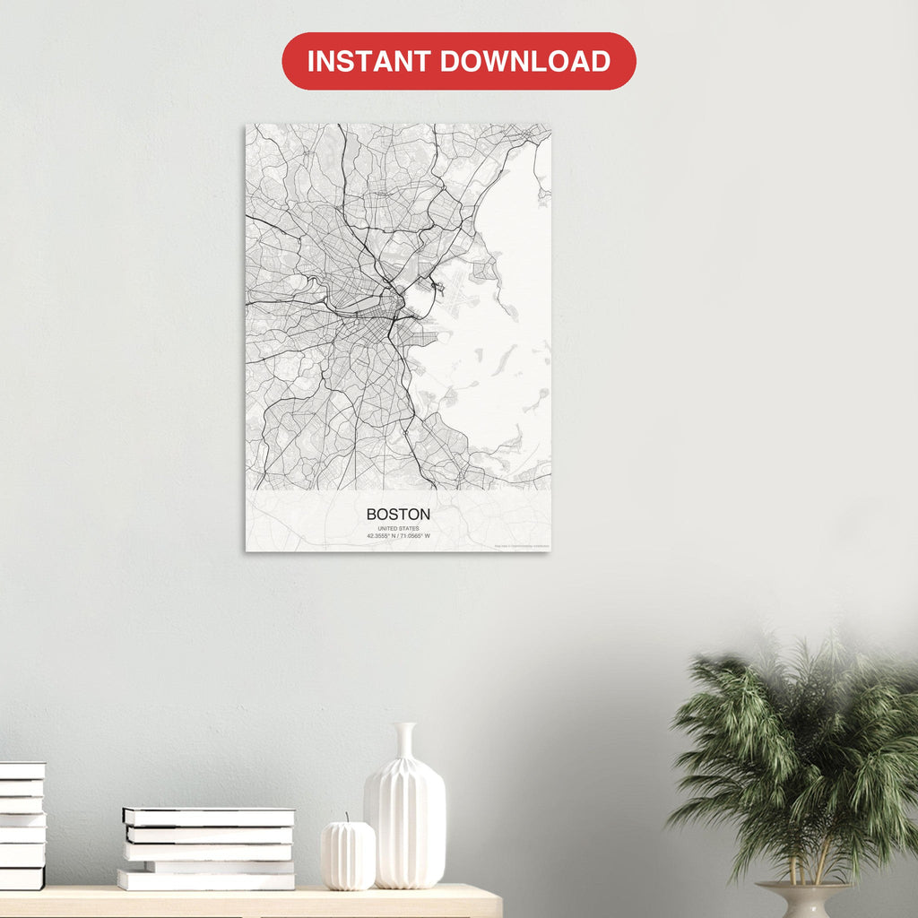 Boston map digital download — Classic style, instant download