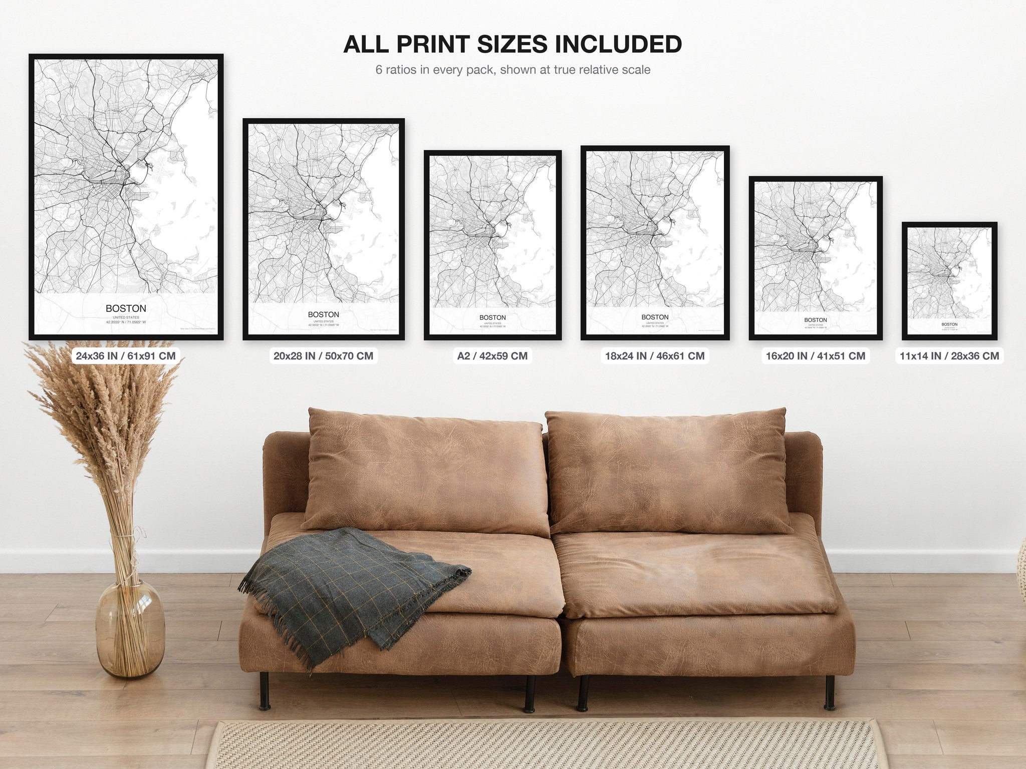 Boston map digital download - all print sizes included, Classic