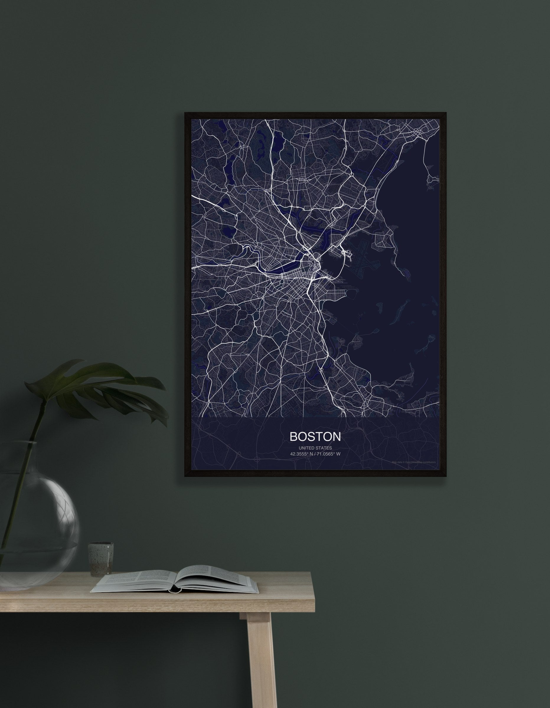Boston map digital download - Dark style