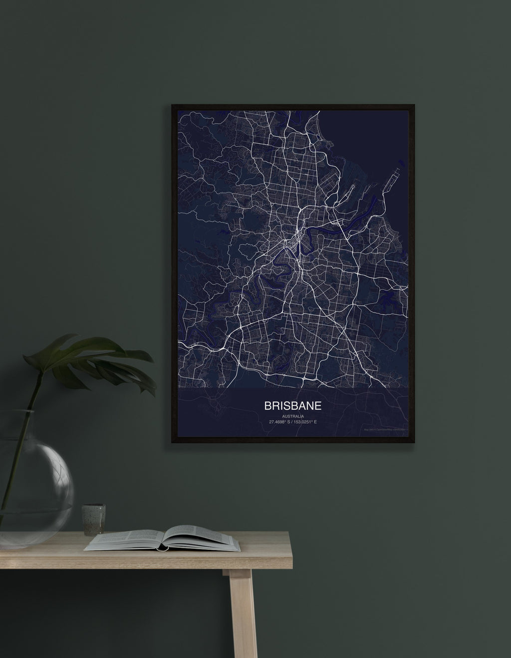 Brisbane map digital download - Dark style