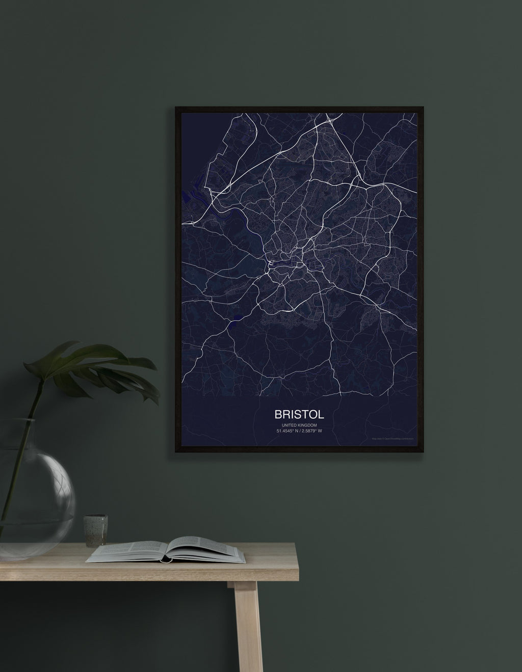 Bristol map digital download - Dark style