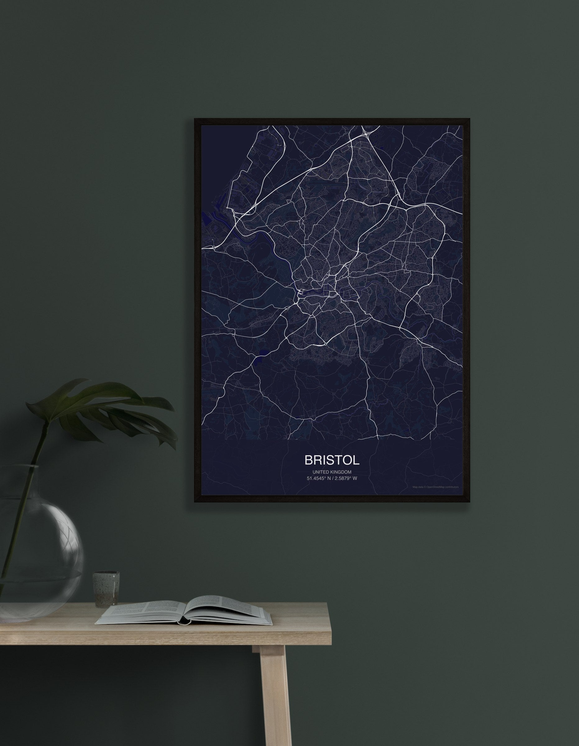 Bristol map digital download - Dark style