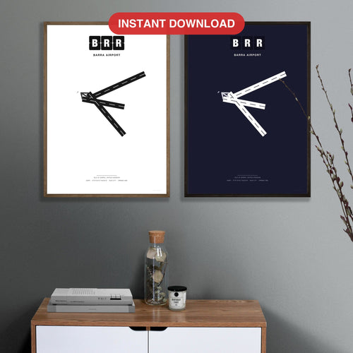 BRR Barra Airport map - Classic and Dark styles, instant download, square lead