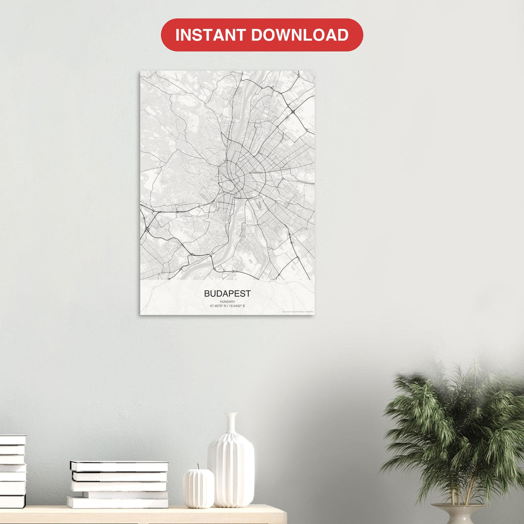 Budapest map digital download — Classic style, instant download