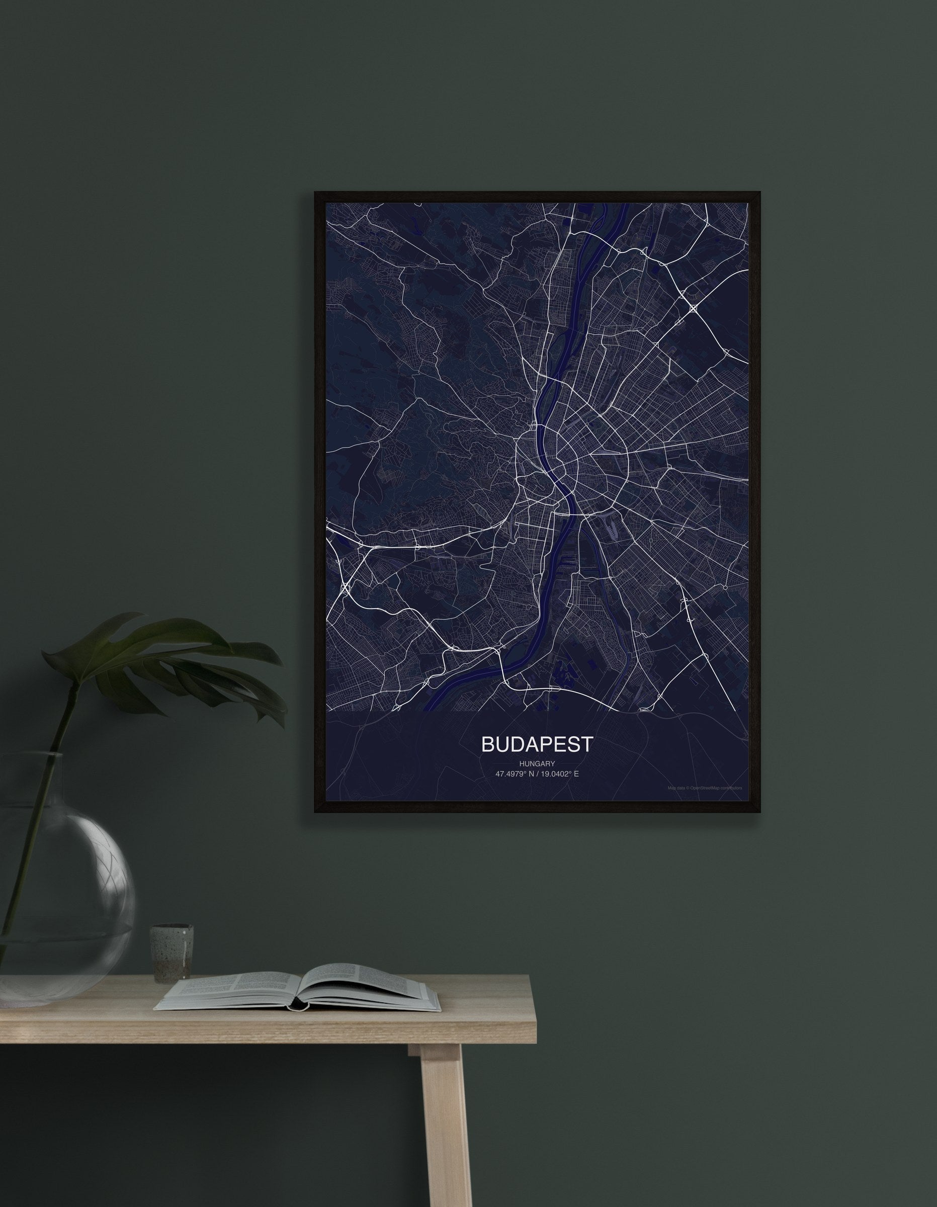 Budapest map digital download - Dark style