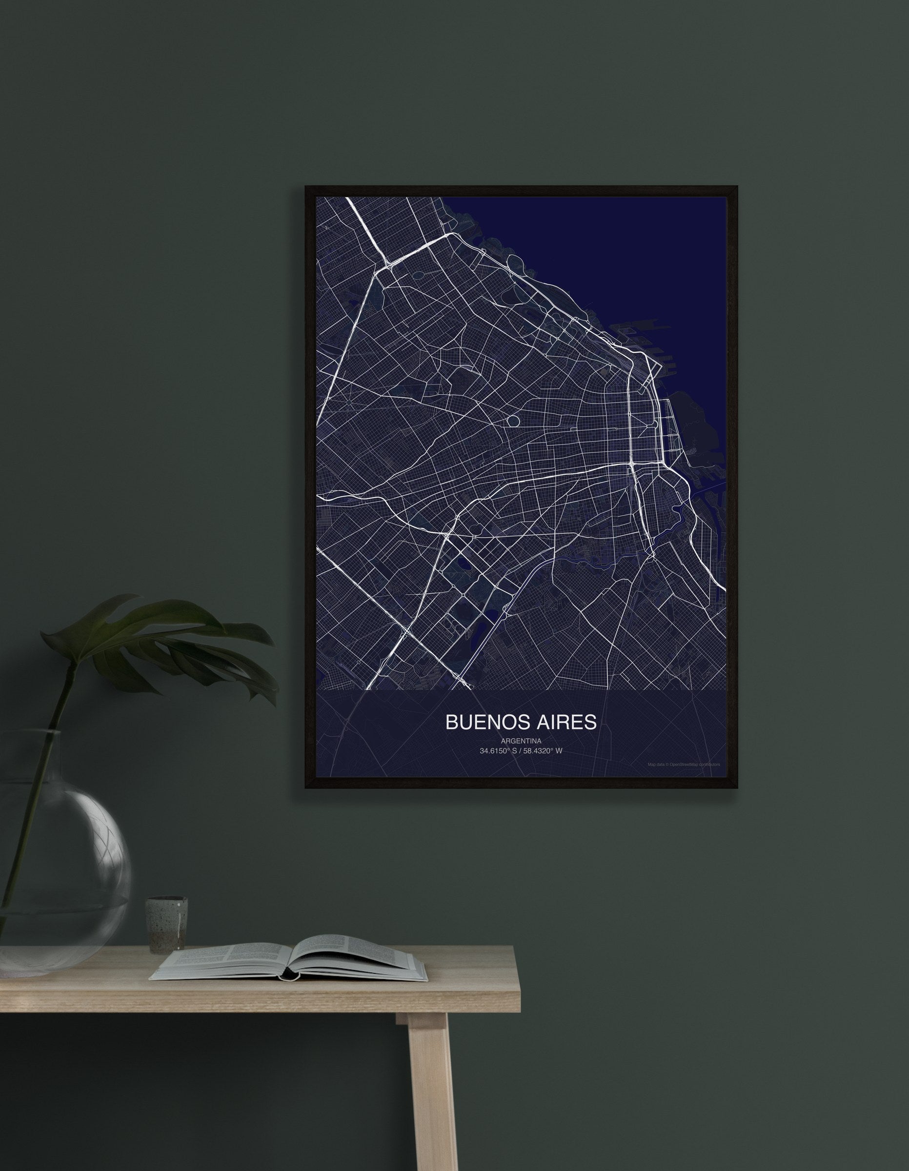 Buenos Aires map digital download - Dark style
