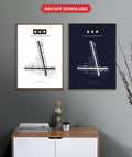 BUR Hollywood Burbank Airport map - Classic and Dark styles, instant download