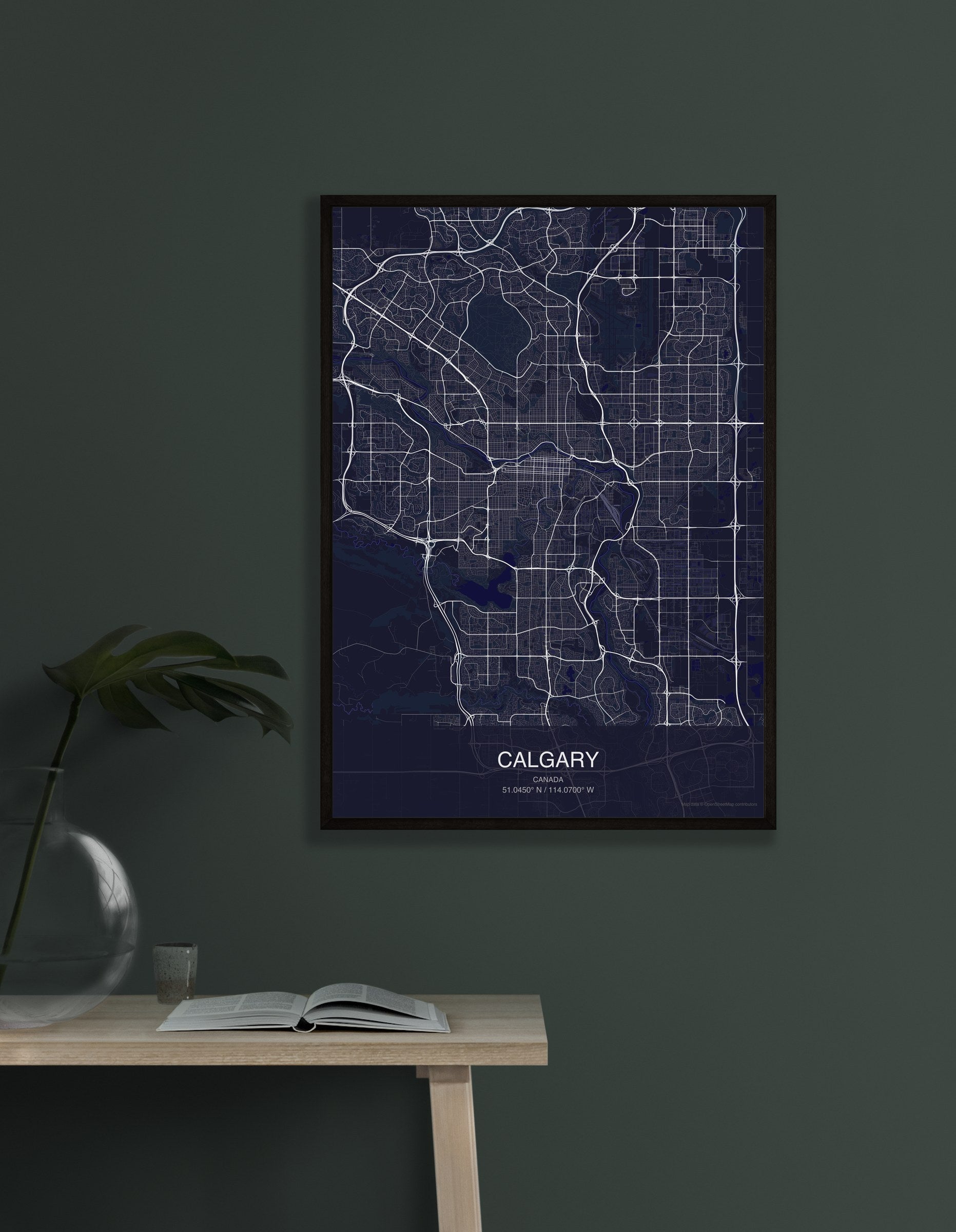 Calgary map digital download - Dark style