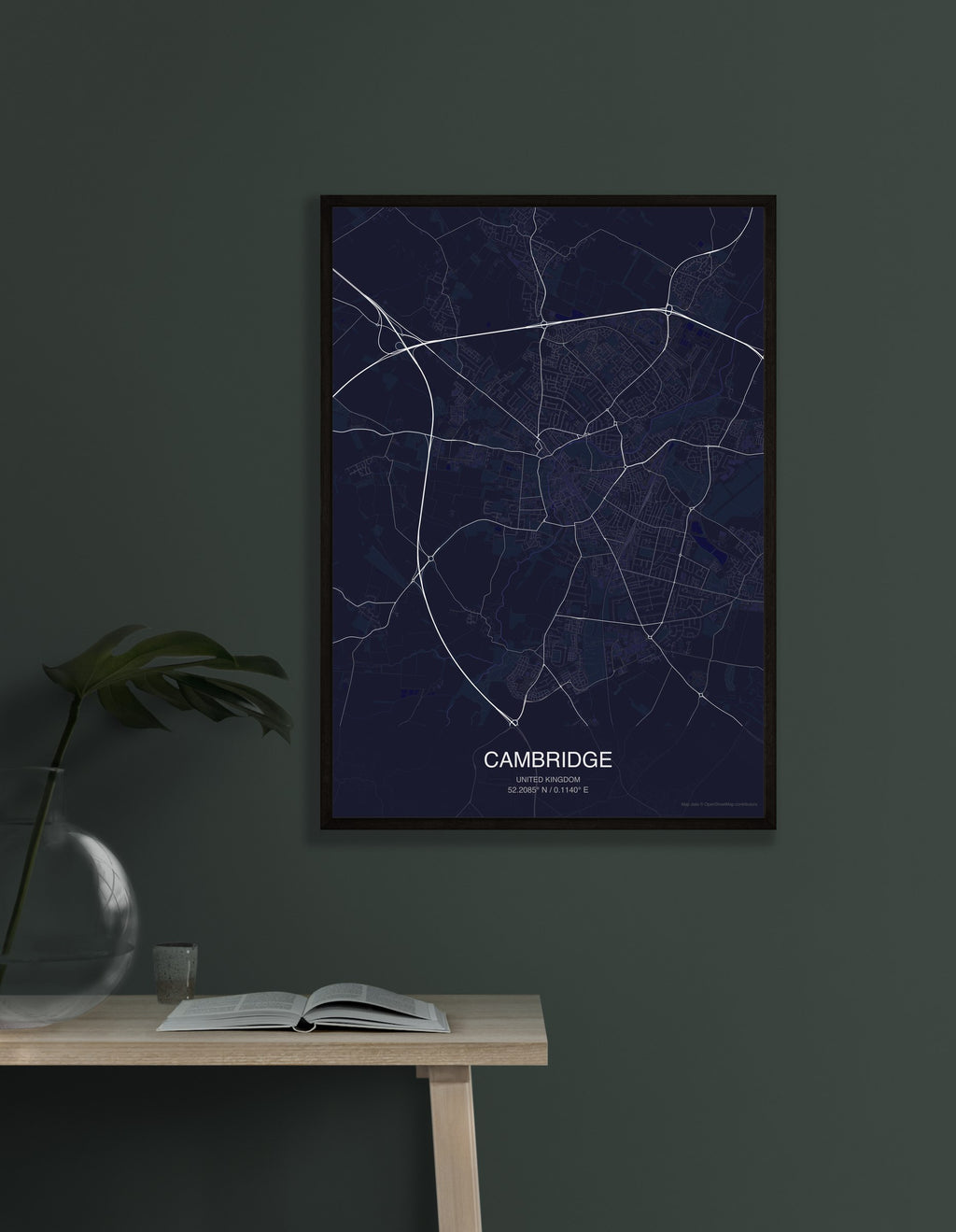 Cambridge map digital download - Dark style