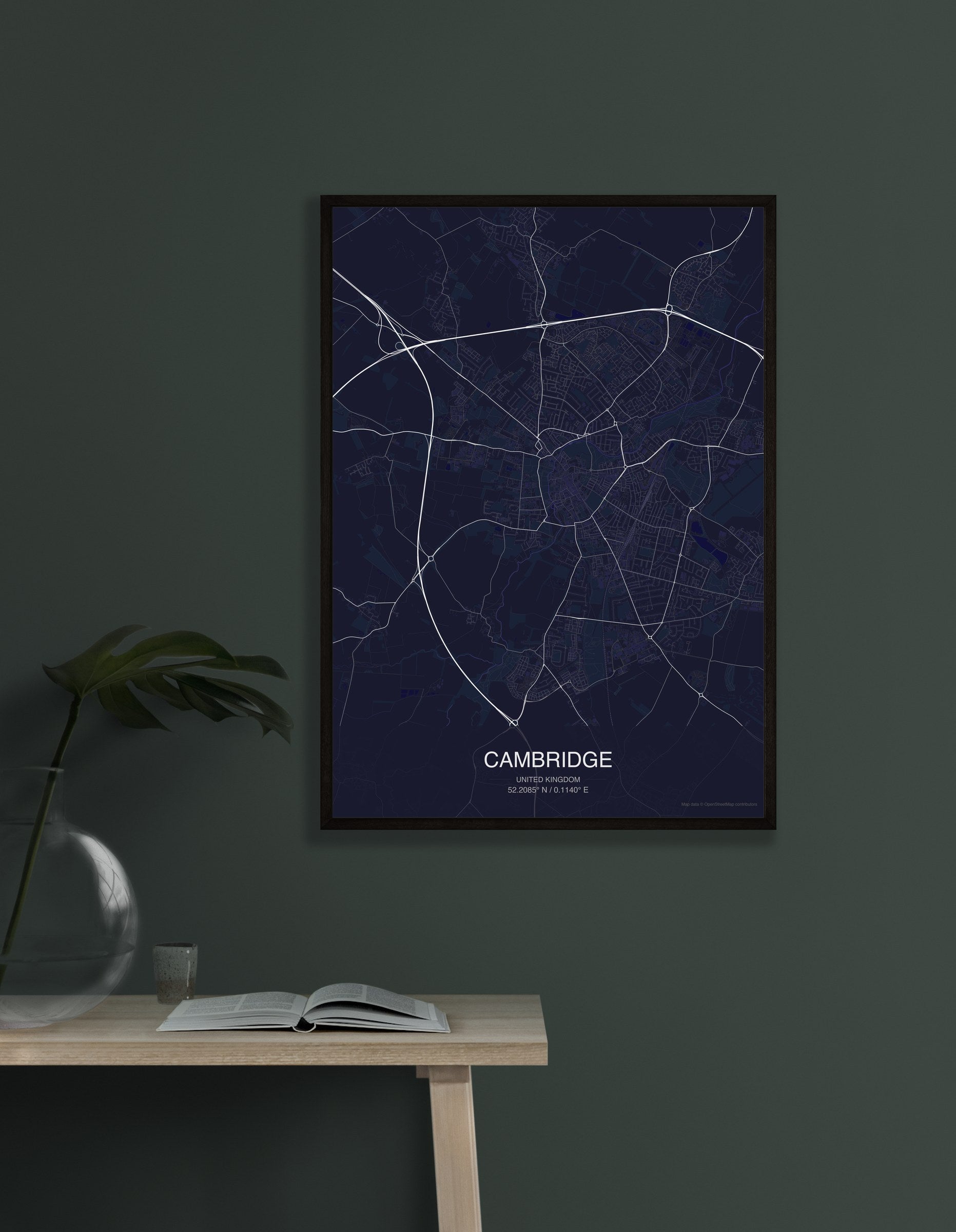 Cambridge map digital download - Dark style