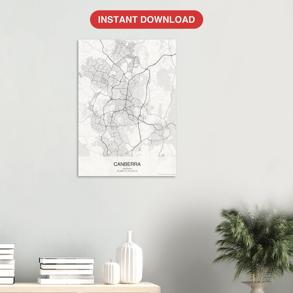 Canberra map digital download — Classic style, instant download