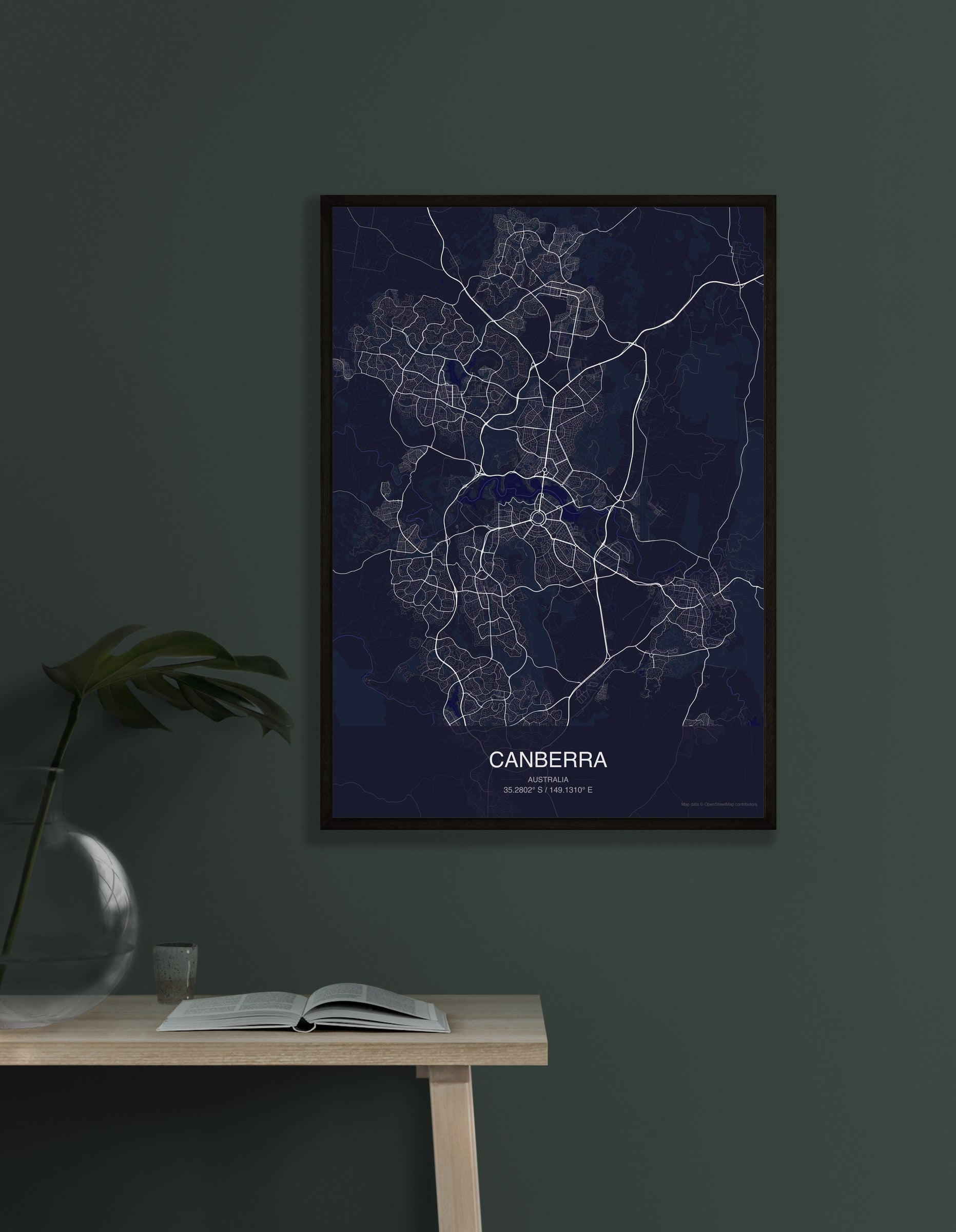 Canberra map digital download - Dark style