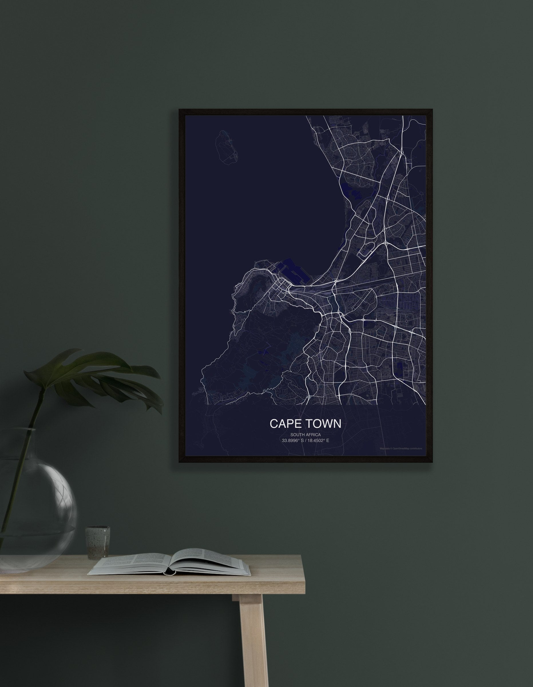 Cape Town map digital download - Dark style