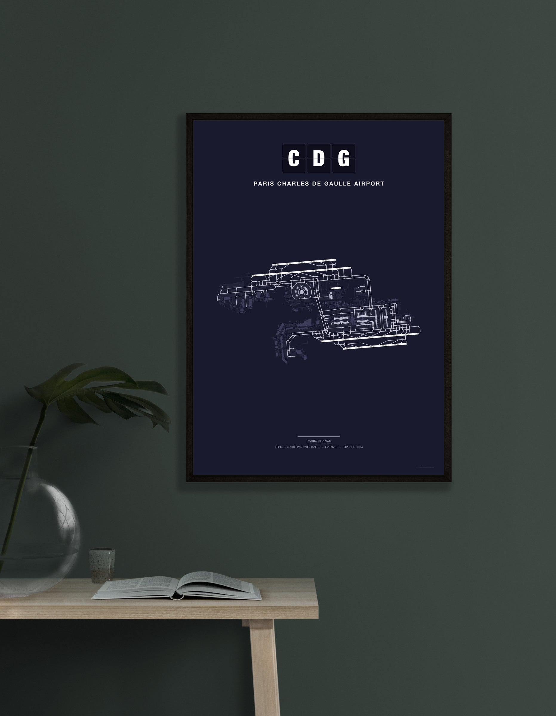 CDG Paris Charles de Gaulle Airport map - Dark style