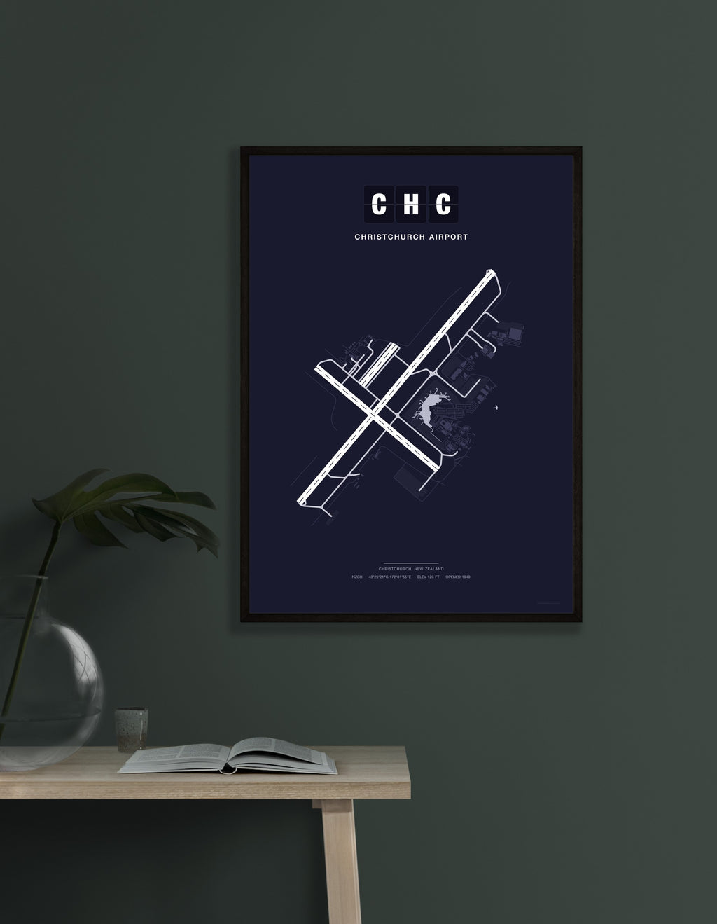 CHC Christchurch Airport map - Dark style