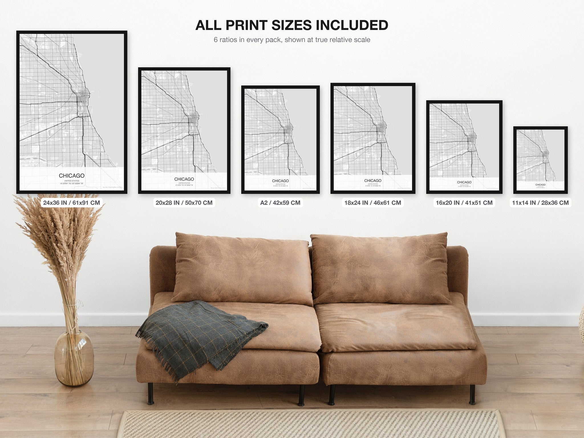 Chicago map digital download - all print sizes included, Classic