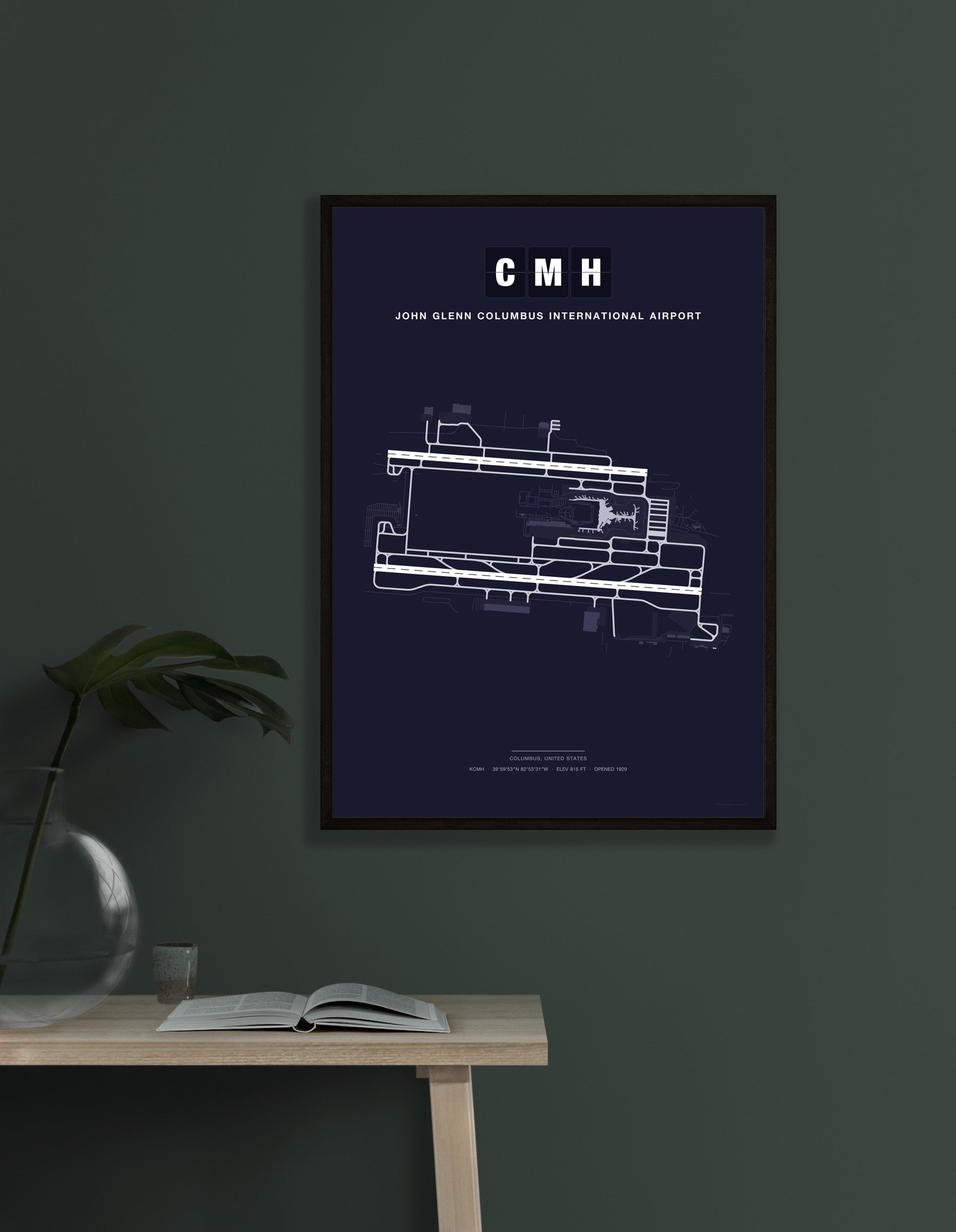 CMH John Glenn Columbus International Airport map - Dark style