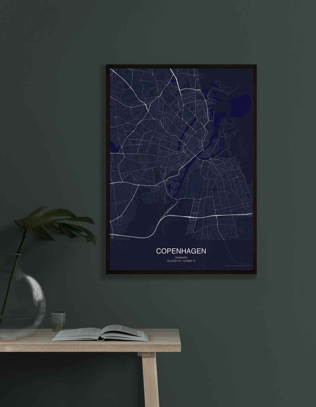 Copenhagen map digital download - Dark style