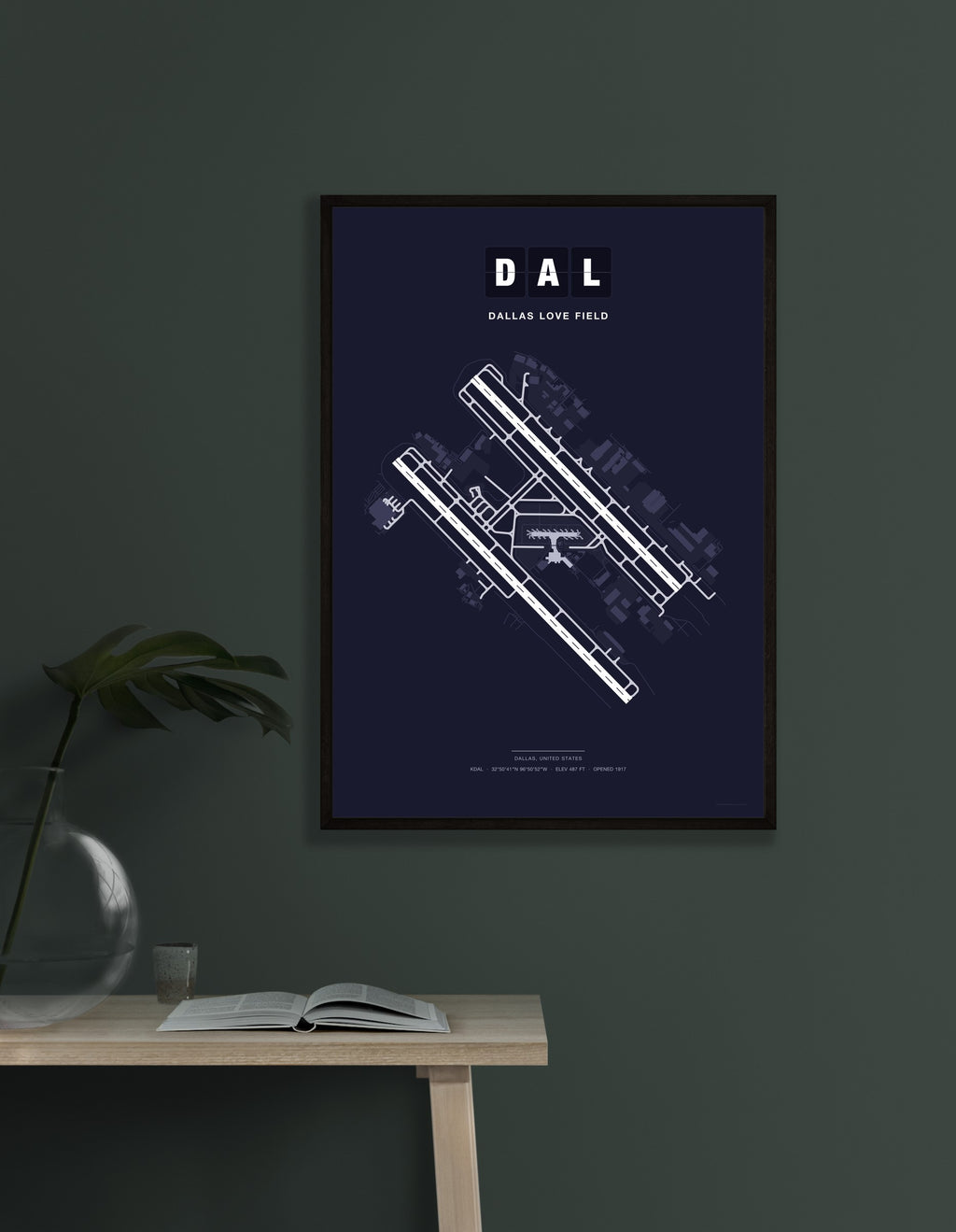 DAL Dallas Love Field map - Dark style