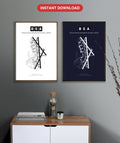 DCA Ronald Reagan Washington National Airport map - Classic and Dark styles, instant download