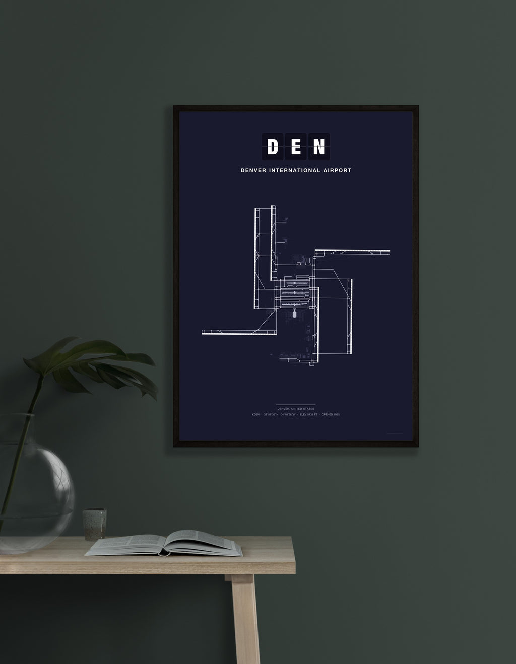 DEN Denver International Airport map - Dark style