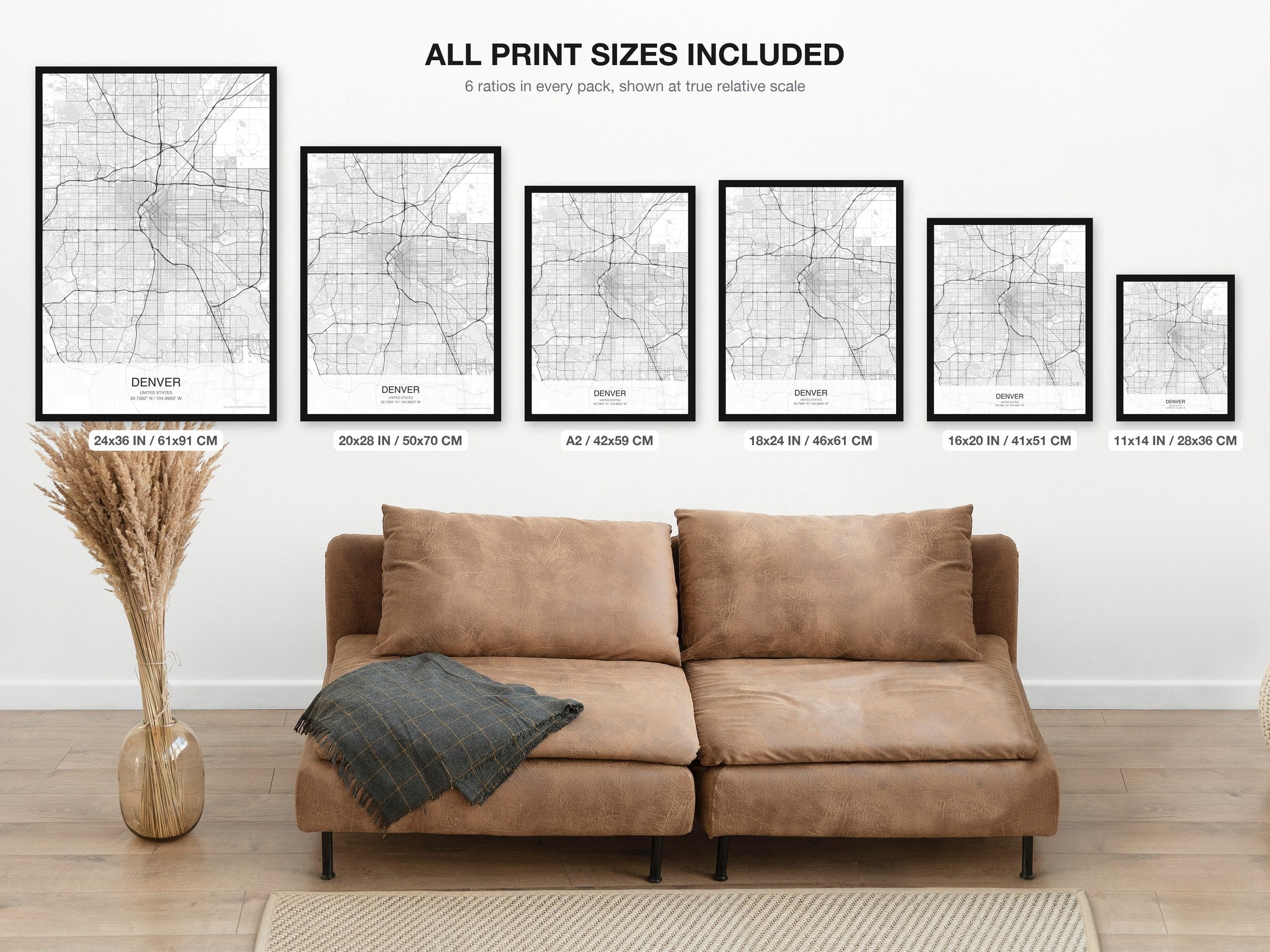 Denver map digital download - all print sizes included, Classic
