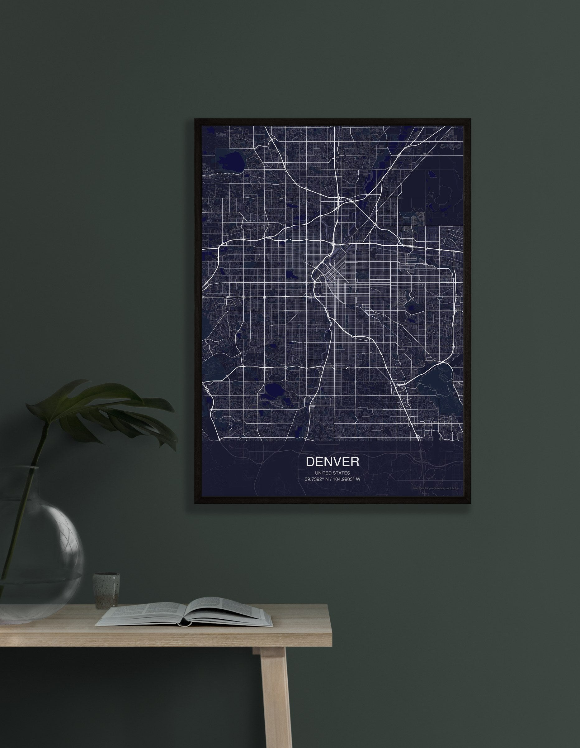 Denver map digital download - Dark style