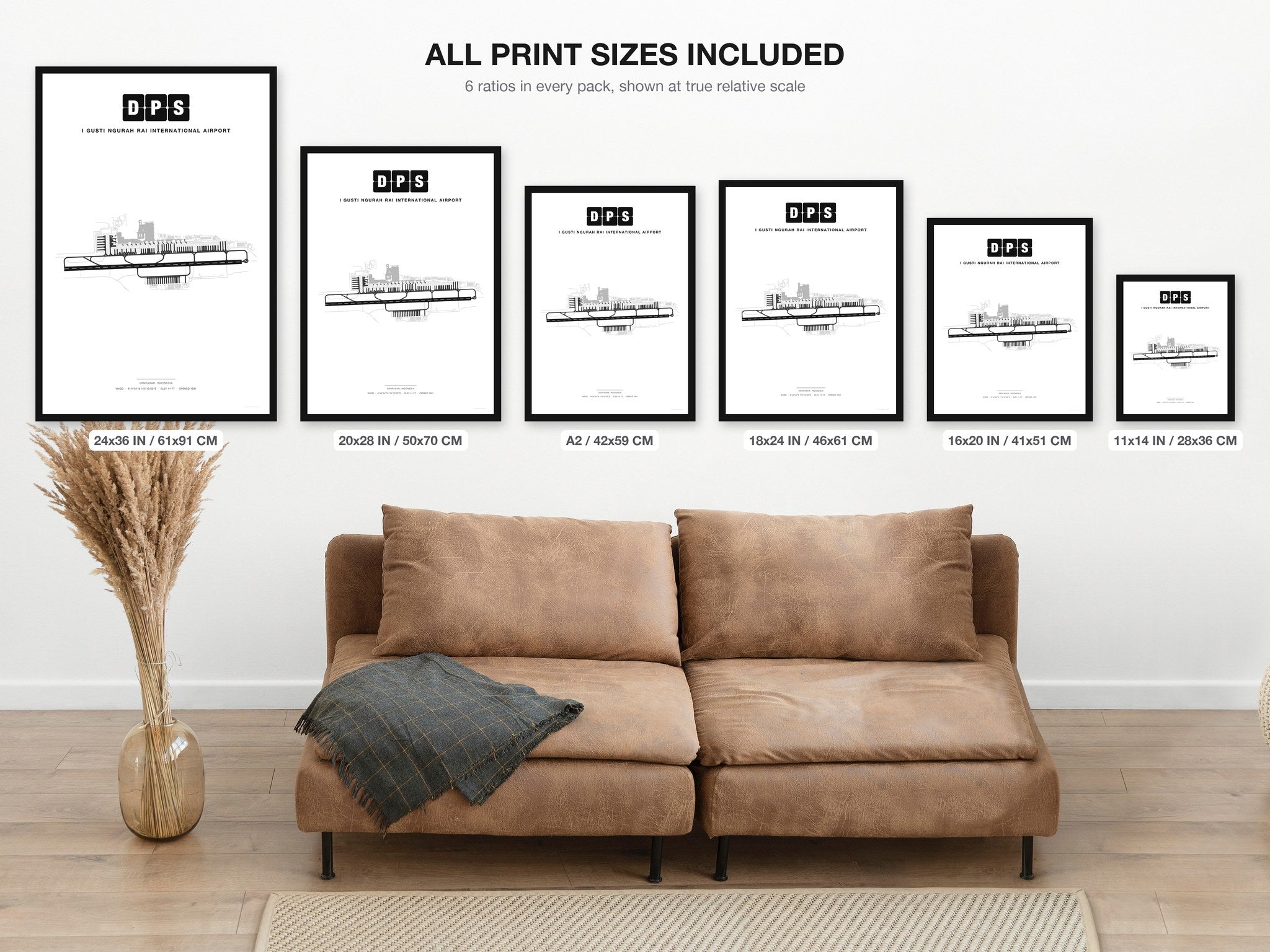 DPS I Gusti Ngurah Rai International Airport map - all print sizes included, Classic
