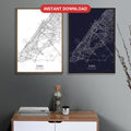 Dubai map digital download - Classic and Dark styles, instant download, square lead